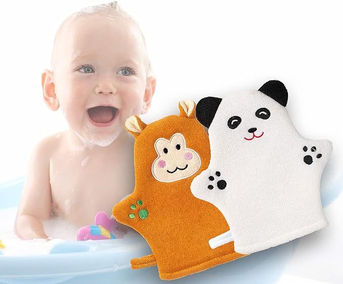 2 Pieces Baby Bath Mitt Washcloths Designed in Nice Animal Style - Sponge Cute Panda Fun Panda - ... | Amazon (US)