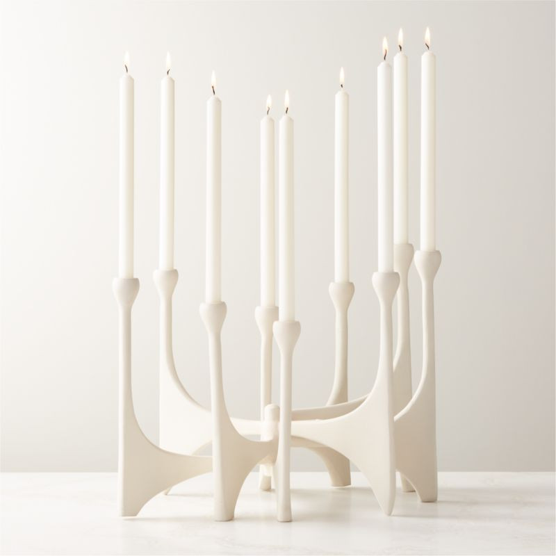 Cinq White Multi Modern Taper Candle Holder Large + Reviews | CB2 | CB2