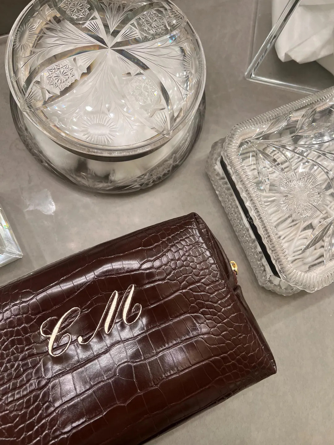 Custom Embroidered Croc Cosmetic Bag | Personalized Faux Leather Travel Pouch - Etsy | Etsy (US)