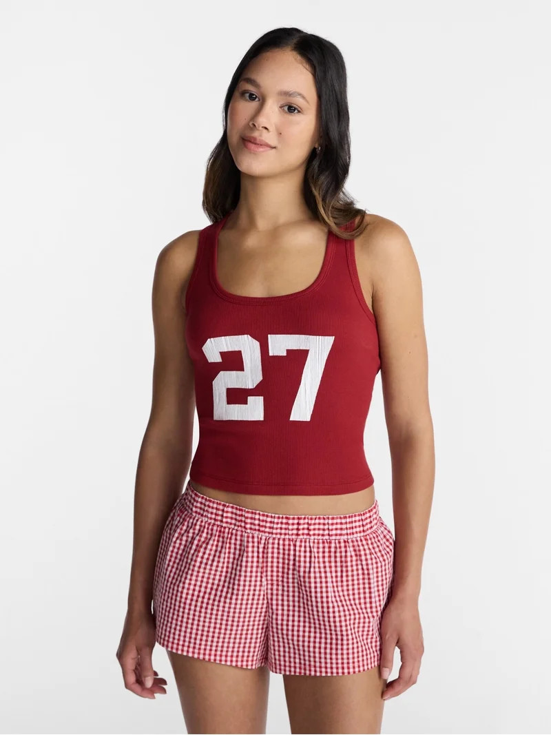No Boundaries Ribbed Graphic Game-Day Tank Top, Women's and Women's Plus Sizes XXS-4X | Walmart (US)
