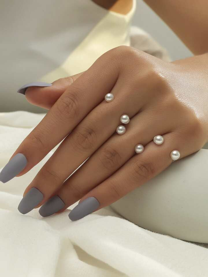Fashionable And Elegant Faux Pearl Ring Set | SHEIN