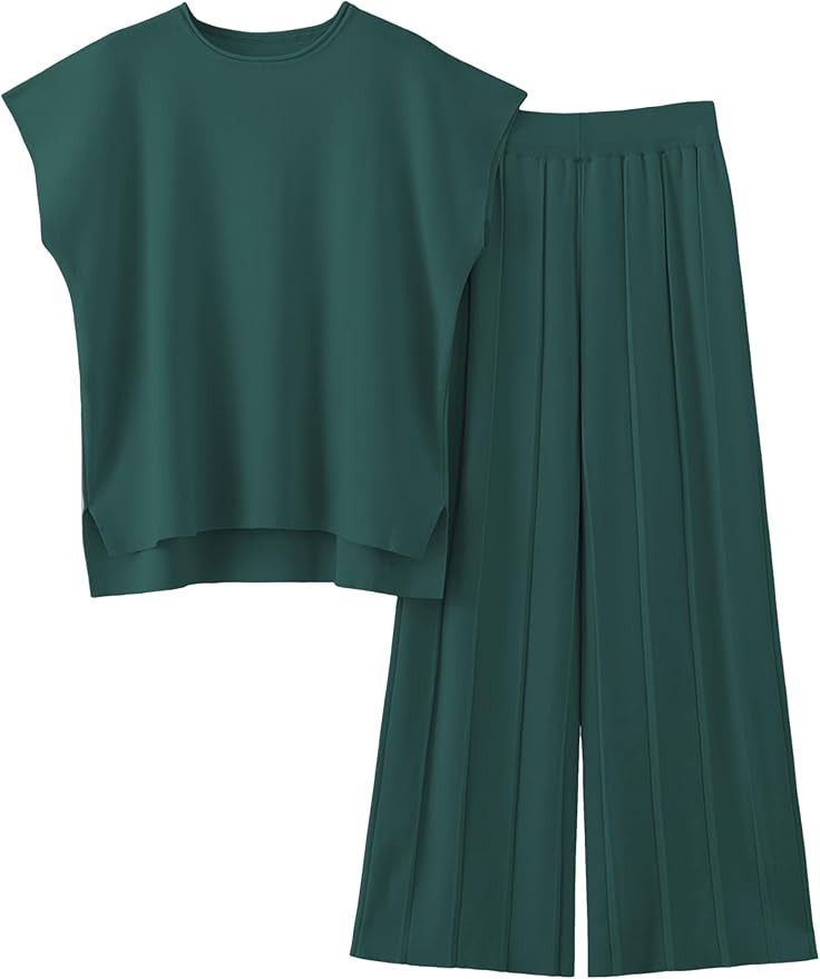 Women's Sweater Set 2 Piece Lounge Set Knit Pullover Tops Vest High Waisted Pants Outfits | Amazon (US)