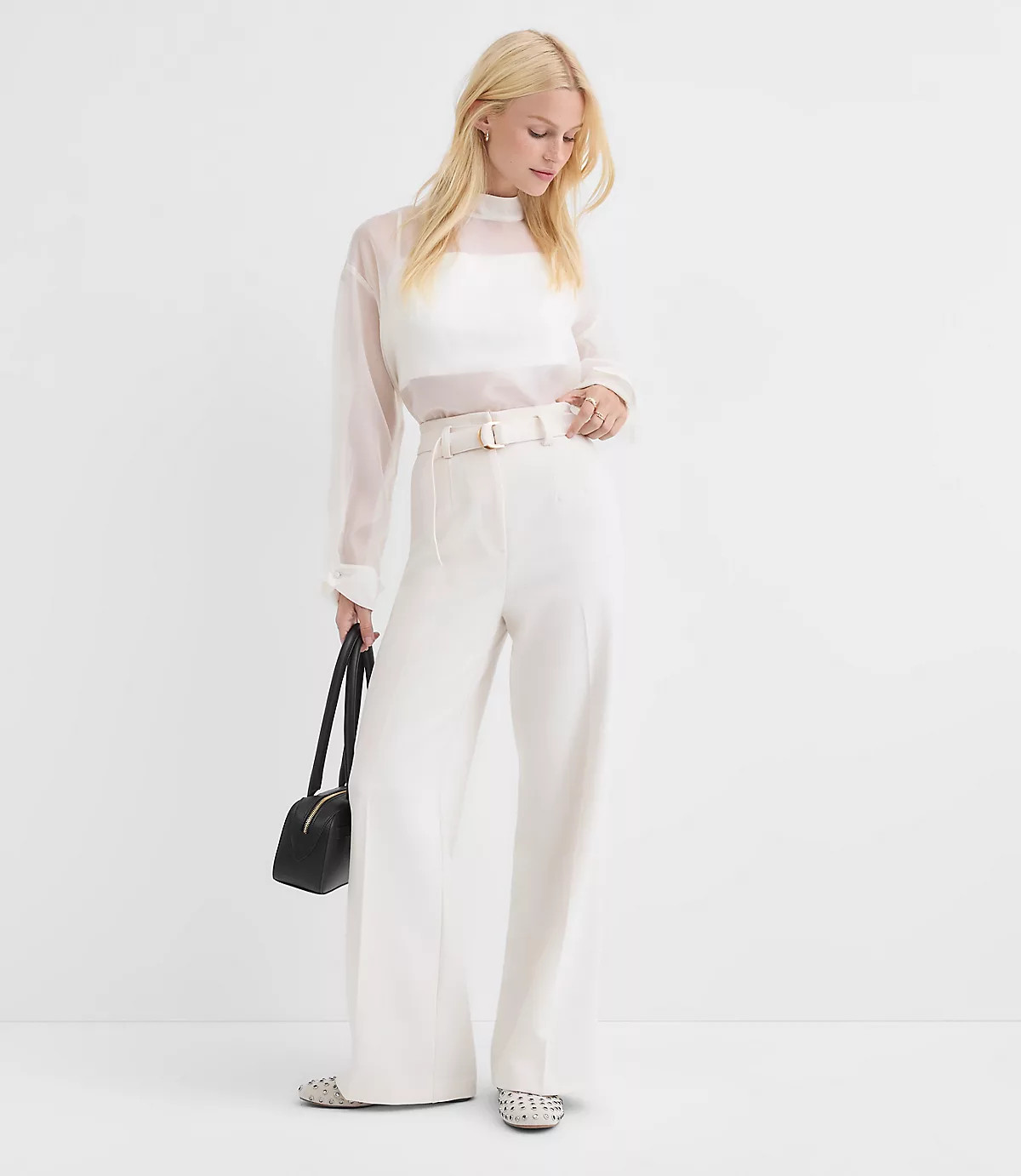 Belted Stovepipe Pants in Doubleface | LOFT