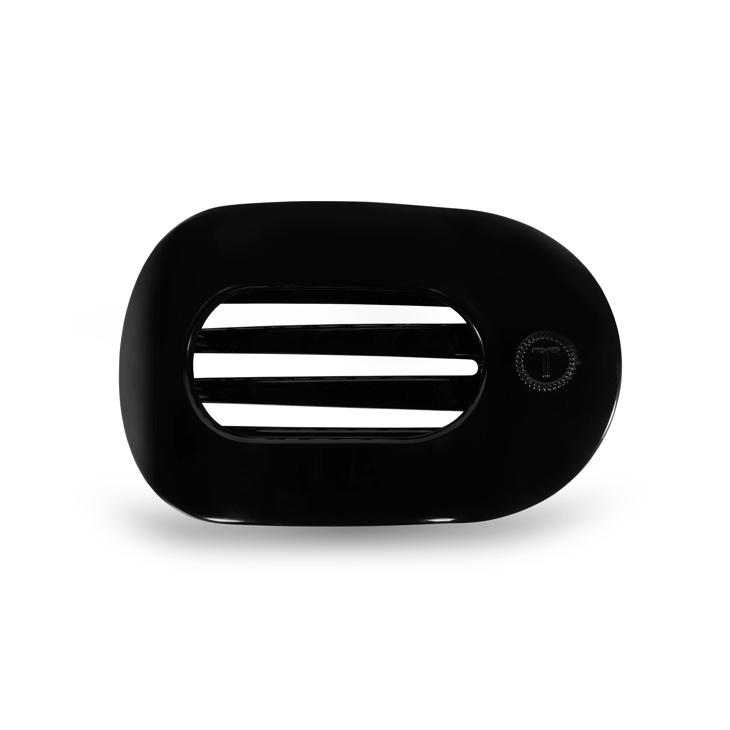 Jet Black Medium Flat Round Hair Clip | TELETIES