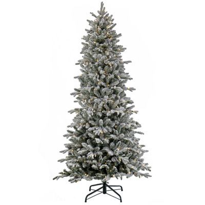 National Tree Company® 7-Foot Calton Pine Flocked Lit Christmas Tree w/ White LED Lights | Bed B... | Bed Bath & Beyond