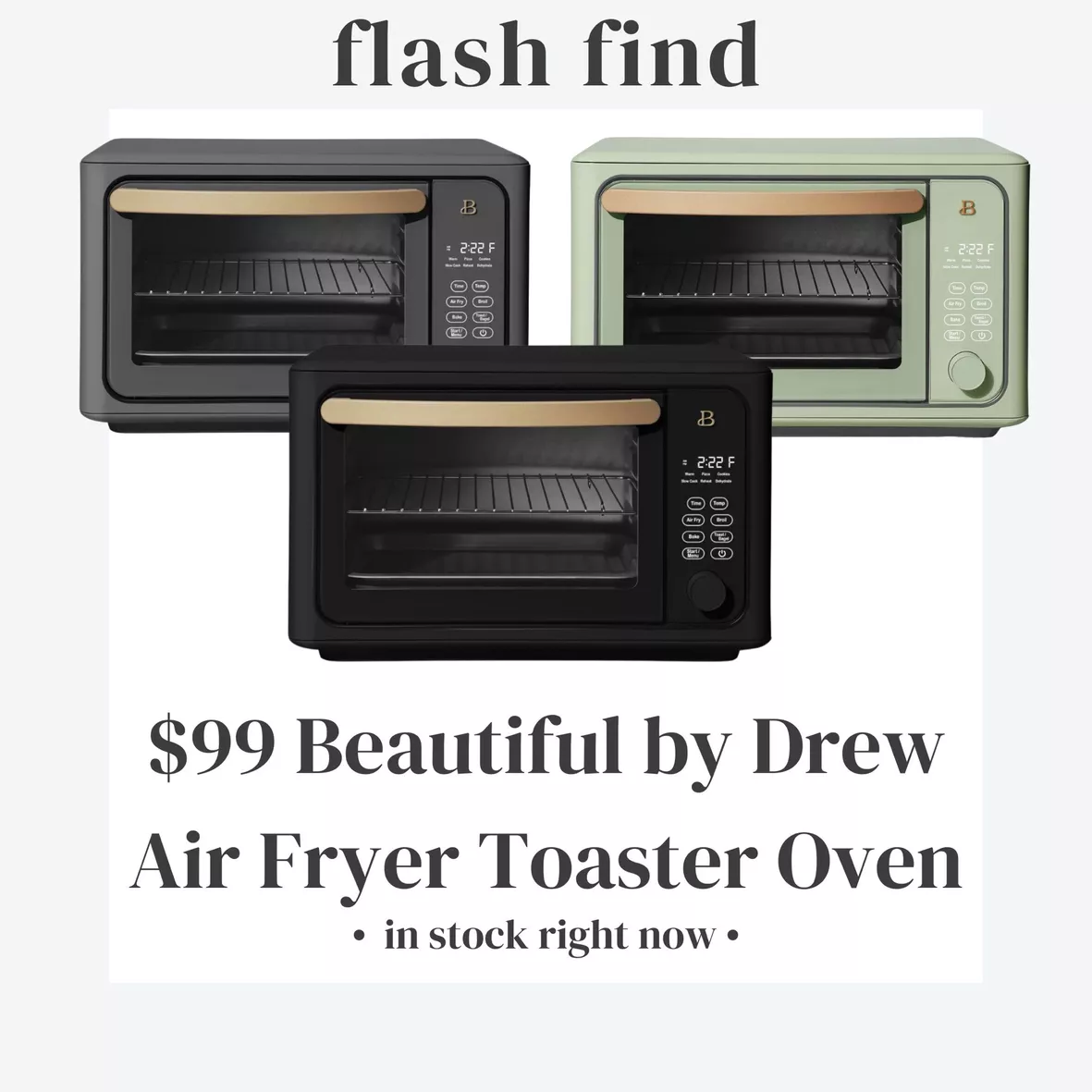 Beautiful 6 Slice Touchscreen Air Fryer Toaster Oven, Black Sesame by Drew  Barrymore