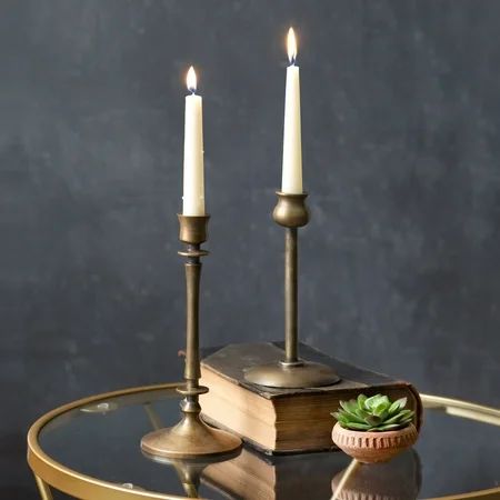 Set of Two Brass Taper Candle Holders | Walmart (US)