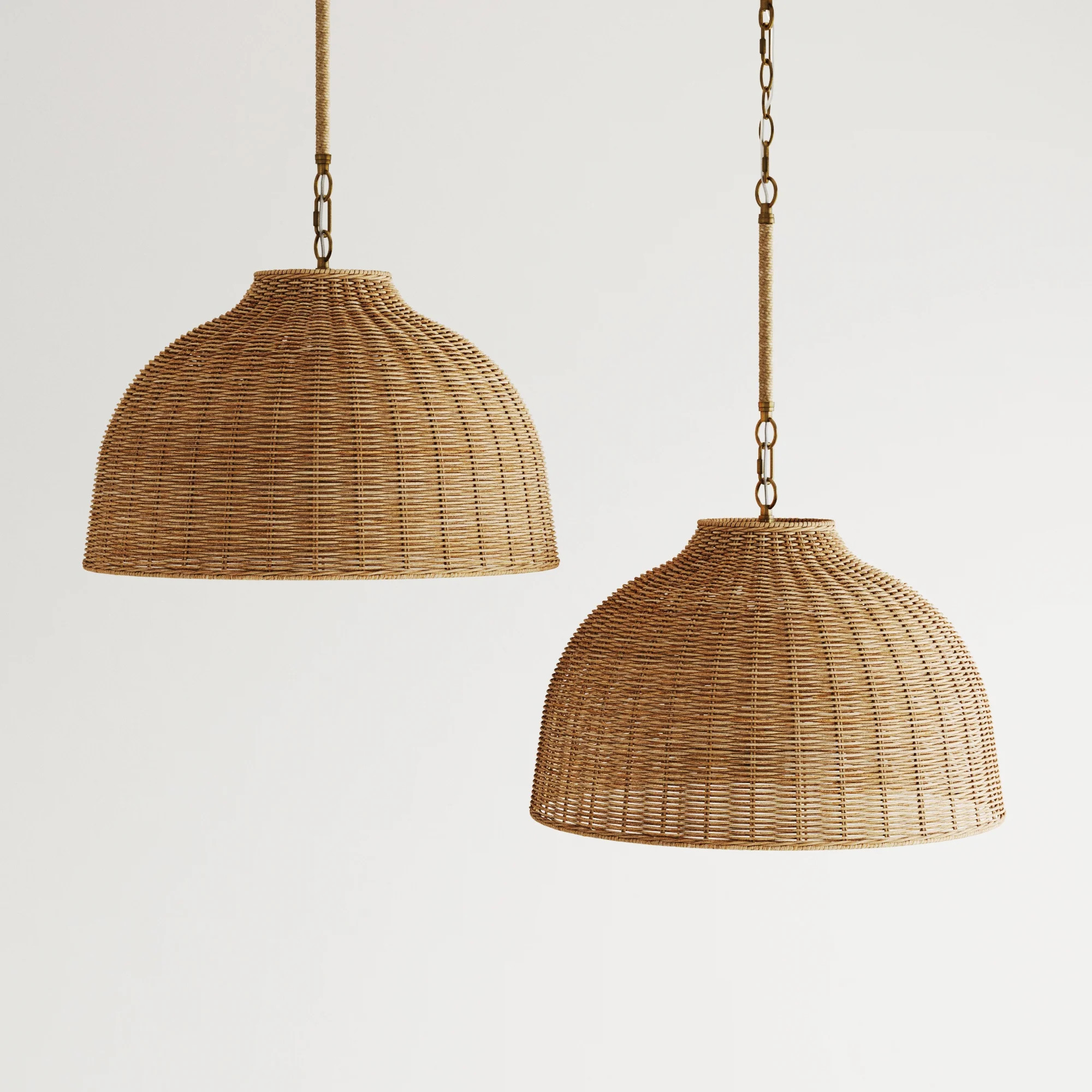 Modern Farmhouse Rattan Dome Pendant Light (Set of 2) | Nathan James