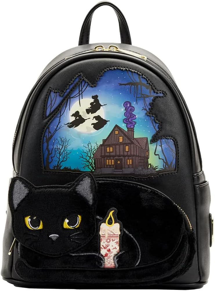 Loungefly Disney Hocus Pocus Binx Pocket Double Strap Shoulder Bag Purse Mini Backpack | Amazon (US)
