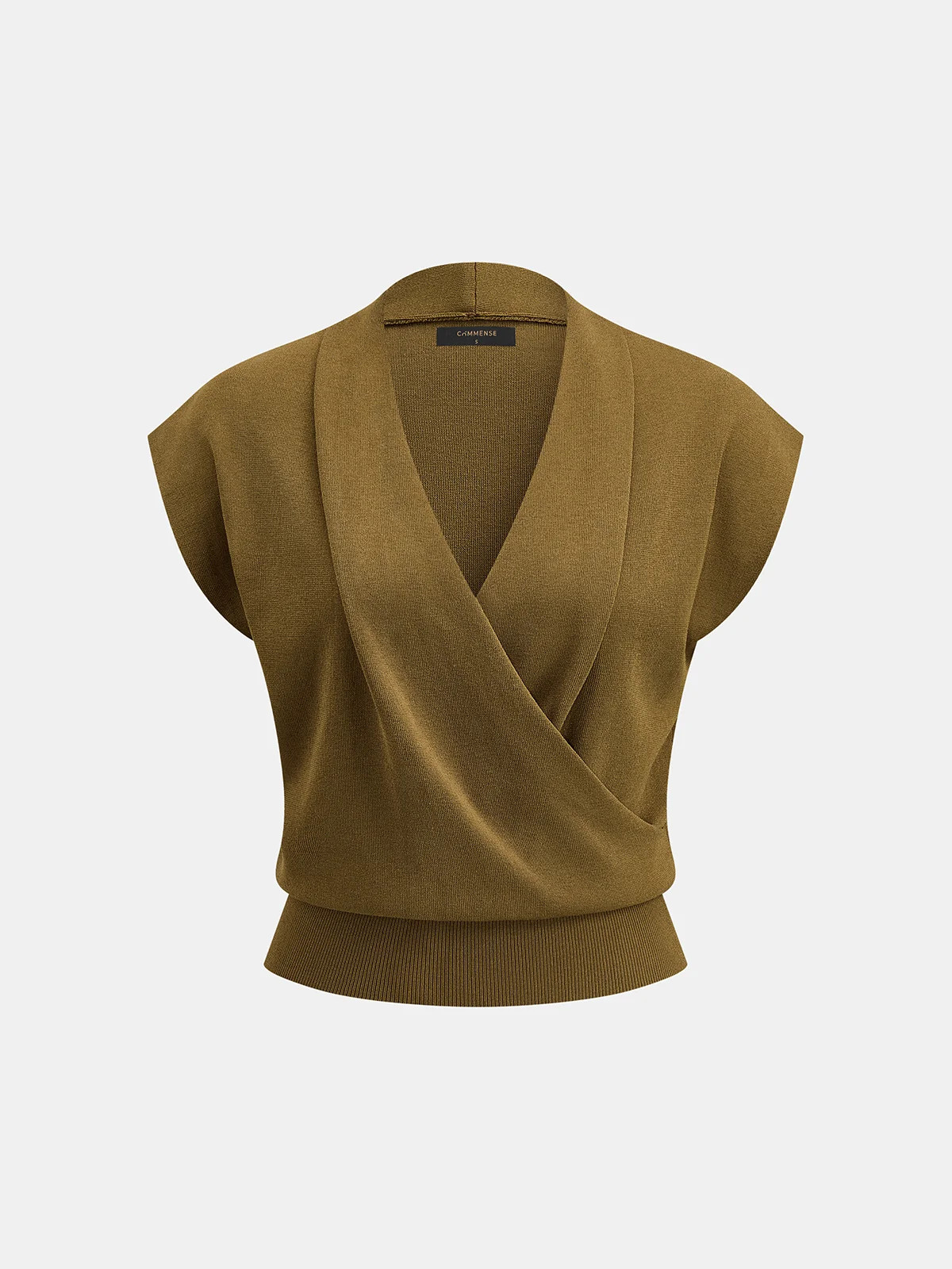 Wrap V Neck Sleeveless Knit Top | Commense