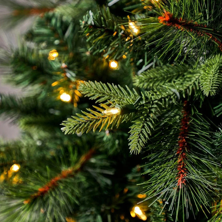 7 ft Pre-Lit Brookfield Fir Artificial Christmas Tree, Clear LED Lights, by Holiday Time | Walmart (US)