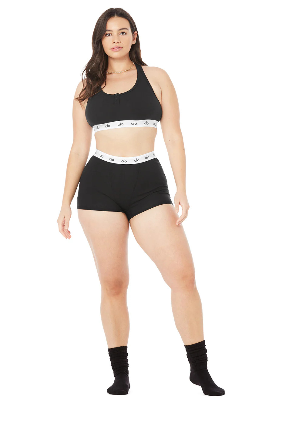 Icon Ribbed Henley Bra & Icon Ribbed Boyshort Set | Alo Yoga (US)