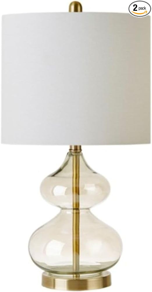 25-inch Set of 2 Modern Glass Table Lamps Portable Curved Design for Bedroom Living Room Office N... | Amazon (US)