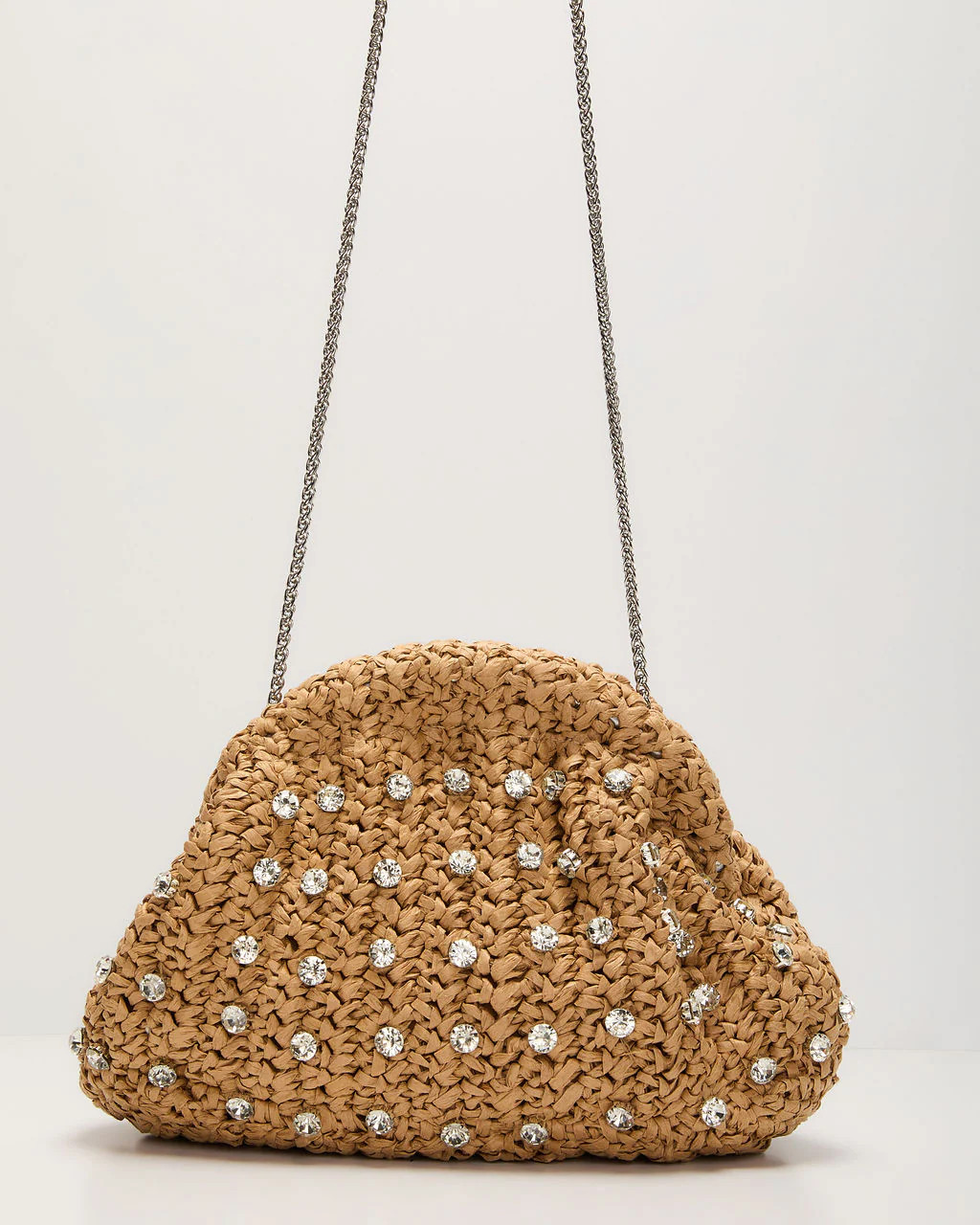 Seraphine Rhinestone Embellished Straw Clutch | VICI