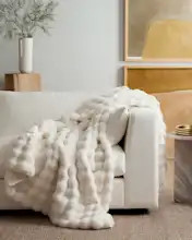 Ruched Faux Fur Throw | Quince