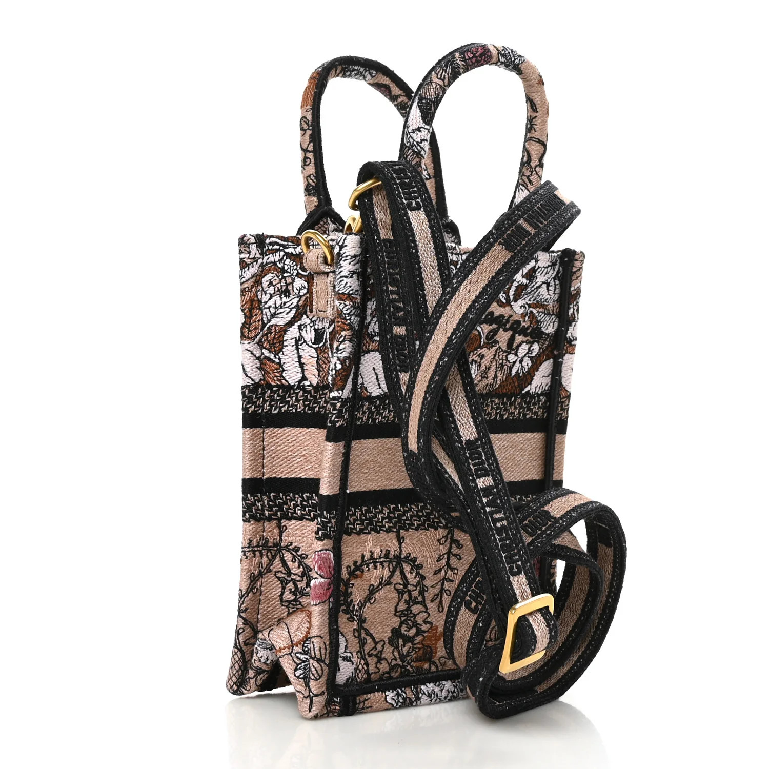 CHRISTIAN DIOR Canvas Jardin Magique Embroidered Mini Book Tote Phone Bag Powder Pink | FASHIONPHILE (US)