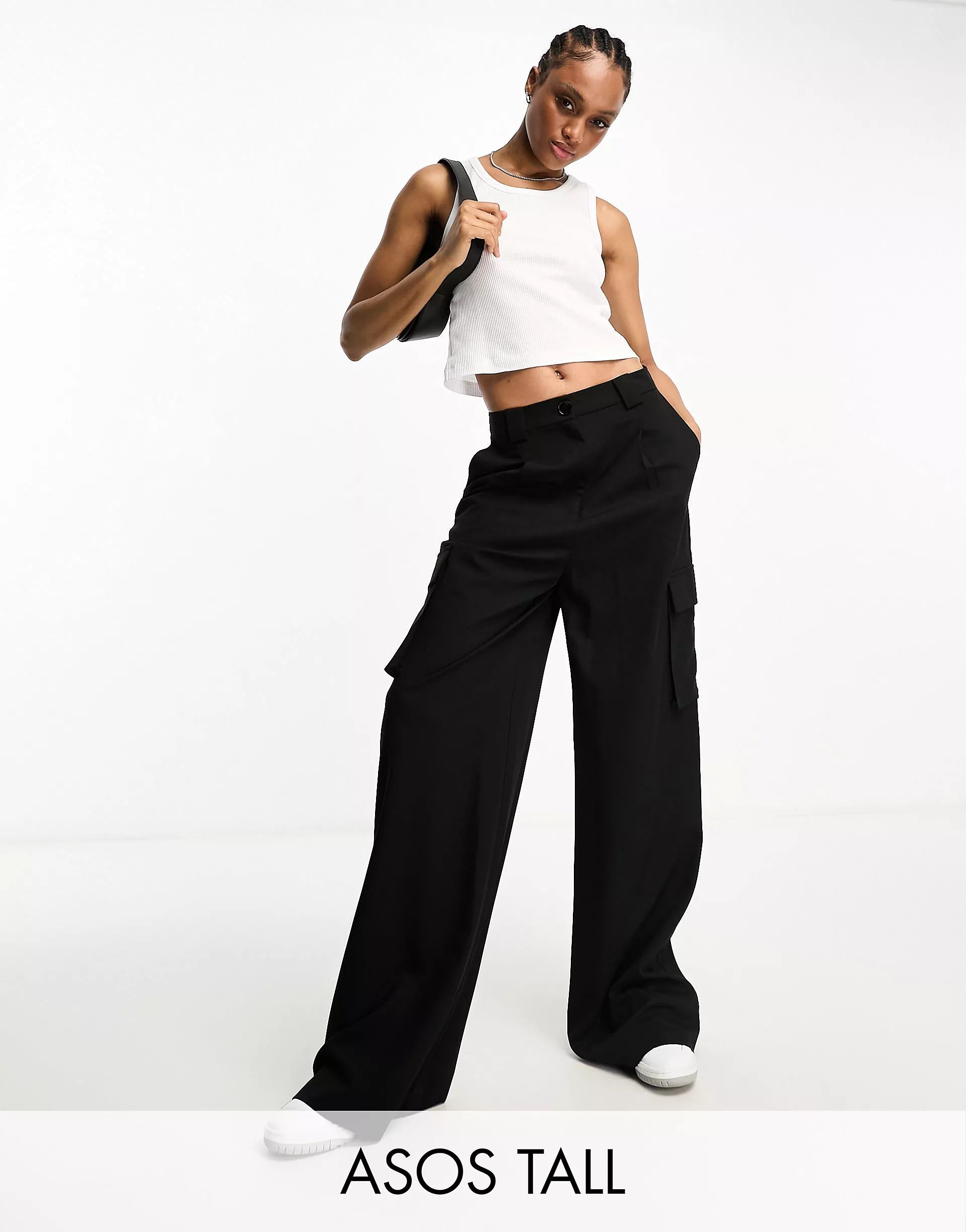 ASOS DESIGN Tall tailored cargo trouser in black | ASOS | ASOS (Global)