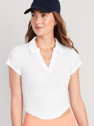 UltraLite Rib-Knit Cropped Polo Shirt for Women | Old Navy (US)
