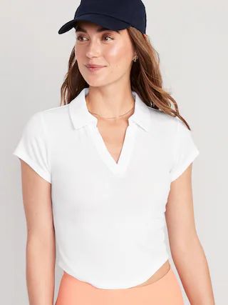 UltraLite Rib-Knit Cropped Polo Shirt for Women | Old Navy (US)