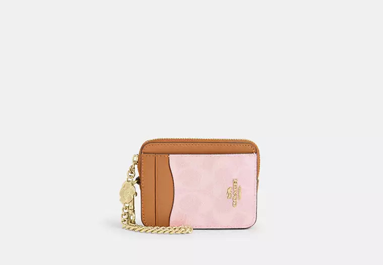 Zip Card Case In Signature Canvas With Charm | Coach (US)