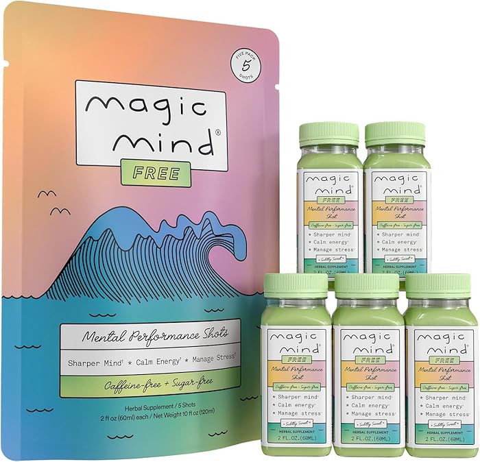 Magic Mind Free Energy and Focus Drink Shots - Calm Energy, Relieving, No Jitters, Ashwagandha, V... | Amazon (US)