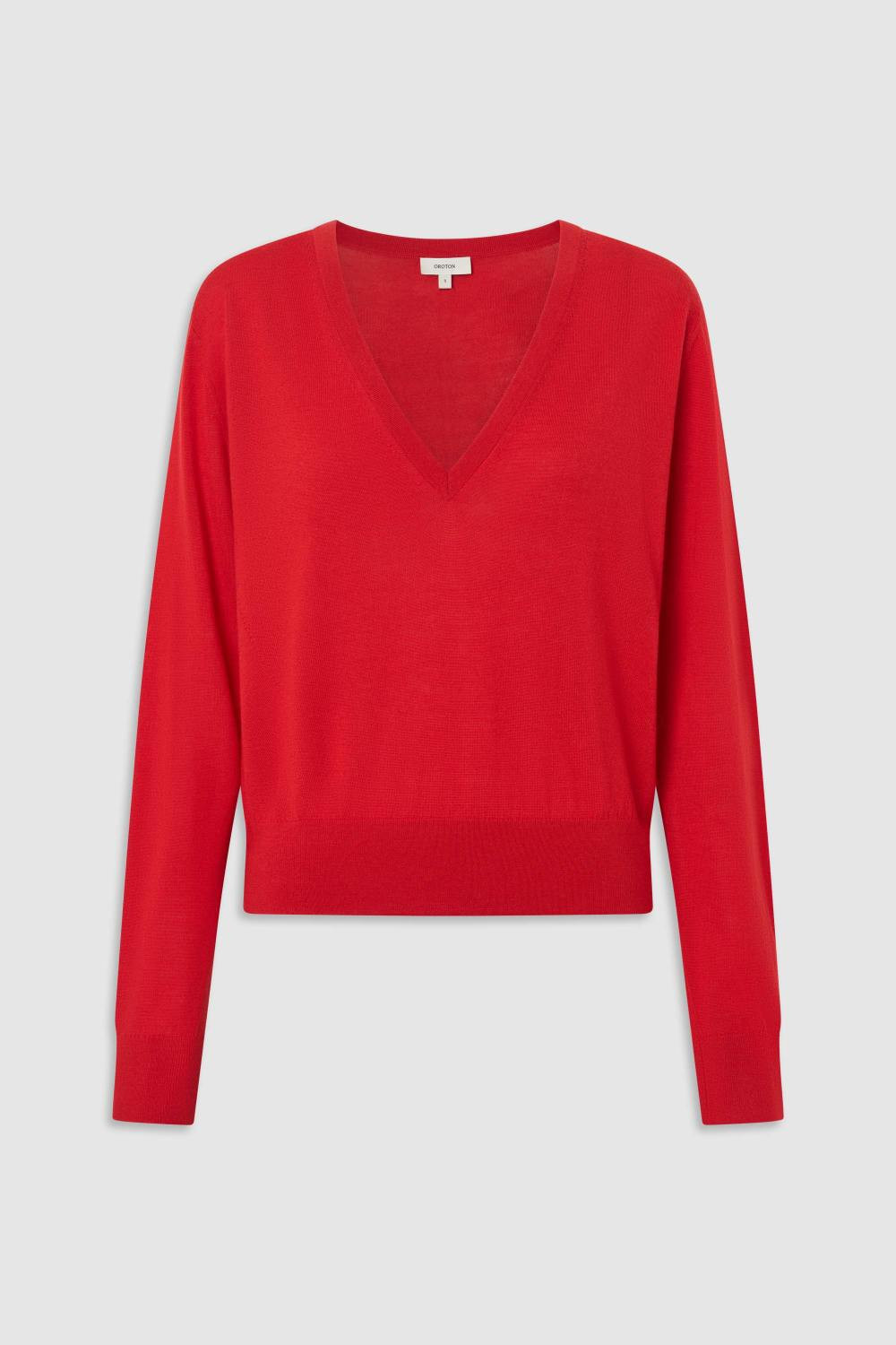 Deep V Knit Poppy | Oroton