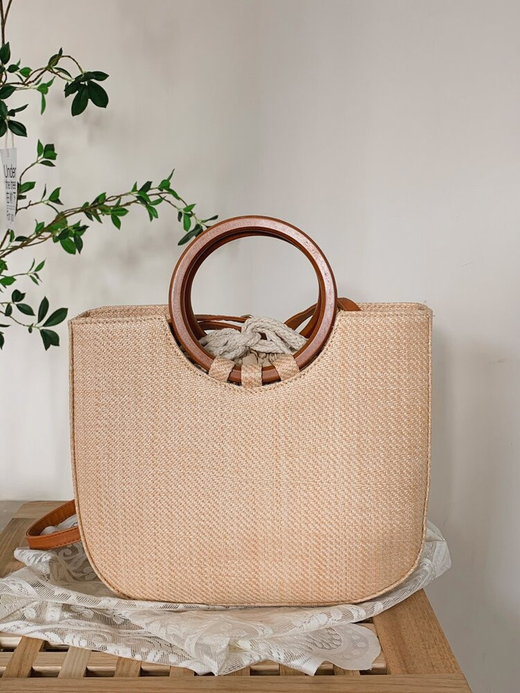 Minimalist Drawstring Top Handle Bag | SHEIN