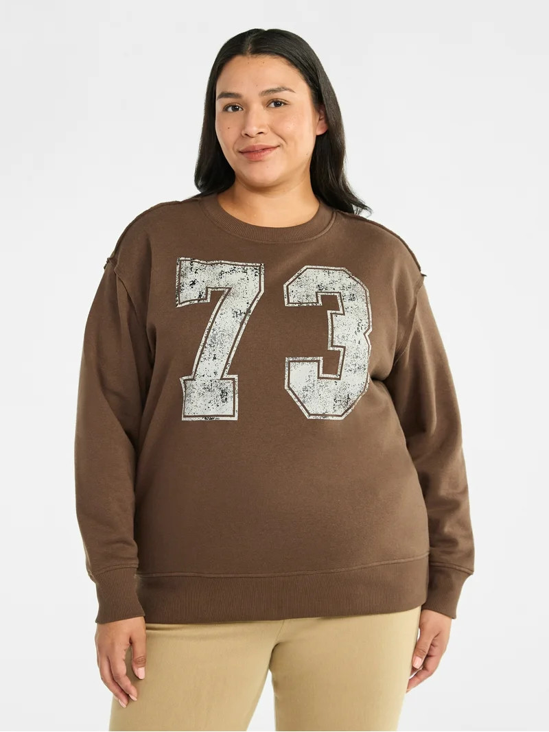 Terra & Sky Women's Plus Size 73 Collegiate Graphic Sweatshirt with Long Sleeves, Sizes 0X-5X | Walmart (US)