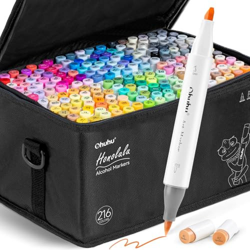 Ohuhu Brush Markers - 216-color Double Tipped Alcohol-based Art Marker Set for Artist Adults Coloring Illustration -Brush & Chisel Dual Tips - Honolulu Series of Ohuhu Markers - Refillable Ink | Amazon (US)