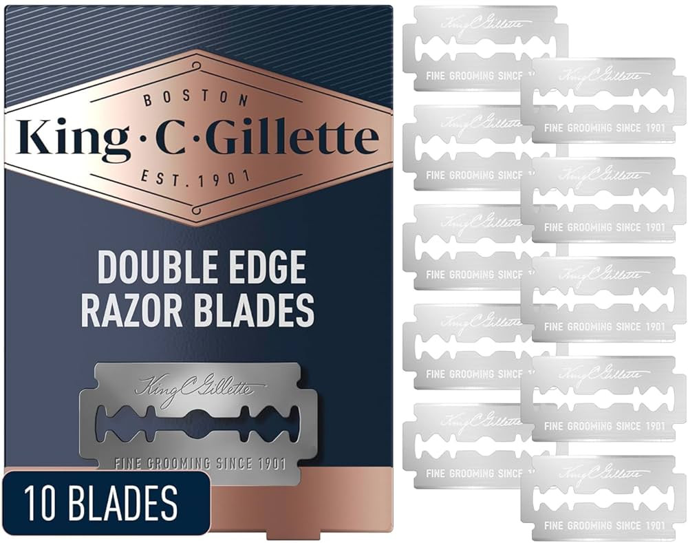 King C. Gillette Double Edge Safety Razor Blades 10 count, Stainless Steel Platinum Coated Blades | Amazon (US)