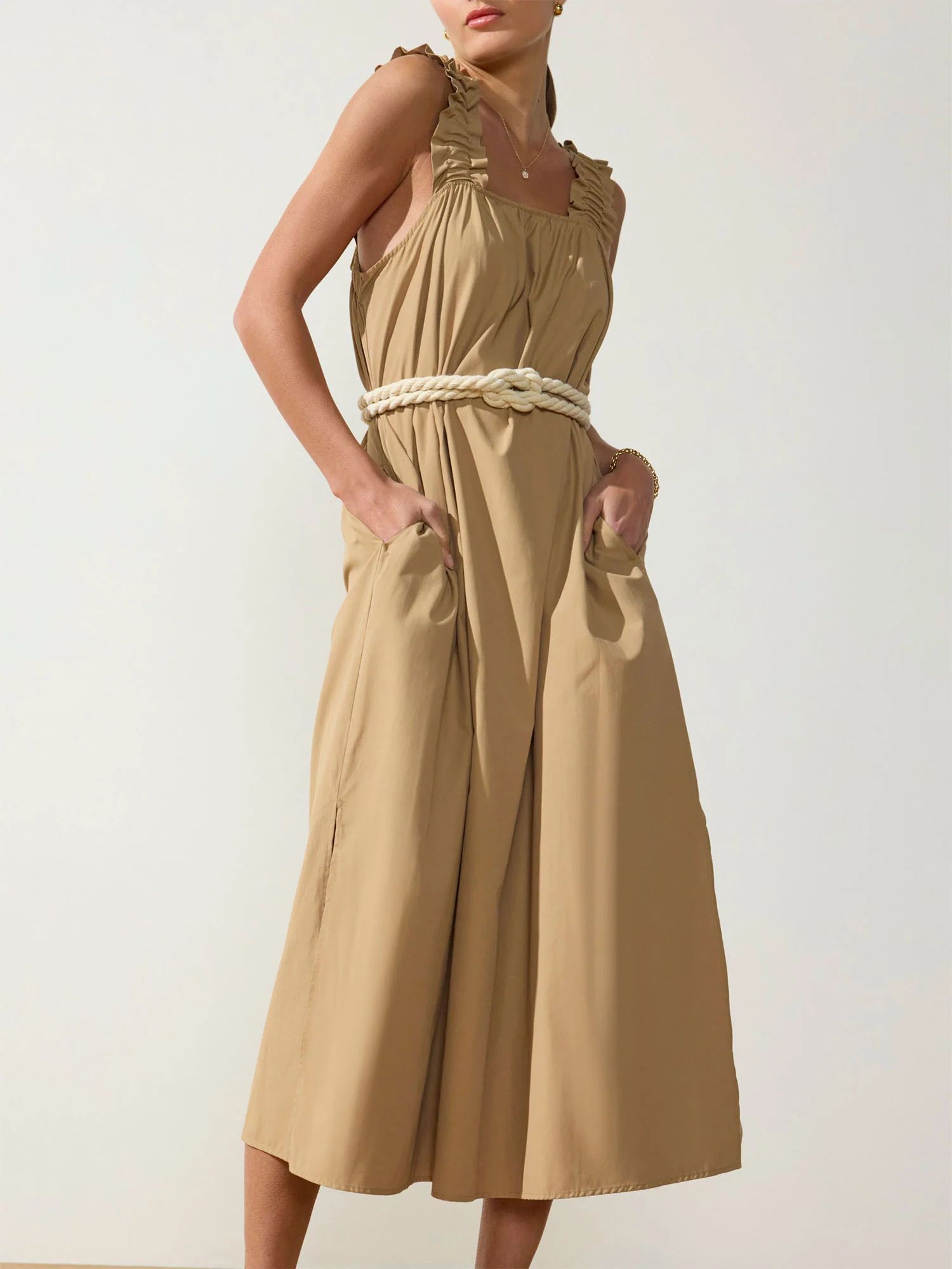 Brochu Walker | Women's Serena Belted Dress in Sahara | Brochu Walker