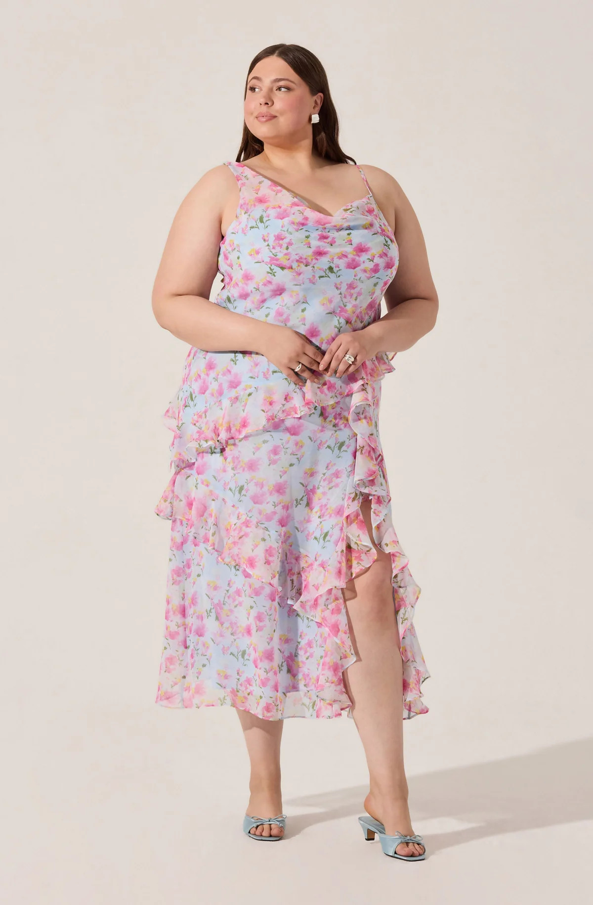 Levina Asymmetric Floral Ruffle Dress | ASTR The Label (US)