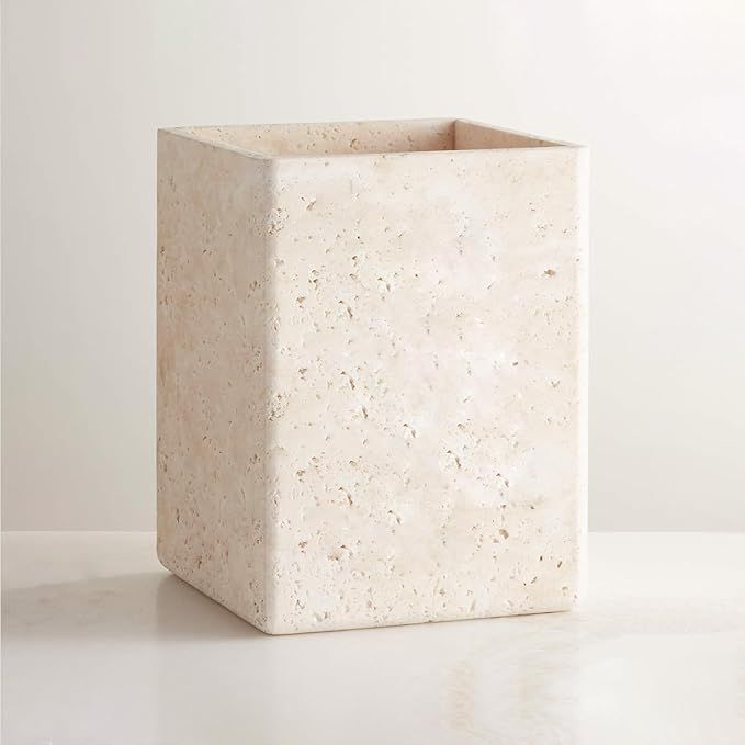 Pierce Travertine Wastebasket 7.48" Wx7.48 Dx10 H | Amazon (US)