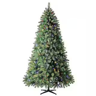 7.5 ft Wesley Long Needle Pine LED Pre-Lit Artificial Christmas Tree with 550 Color Changing Mini... | The Home Depot