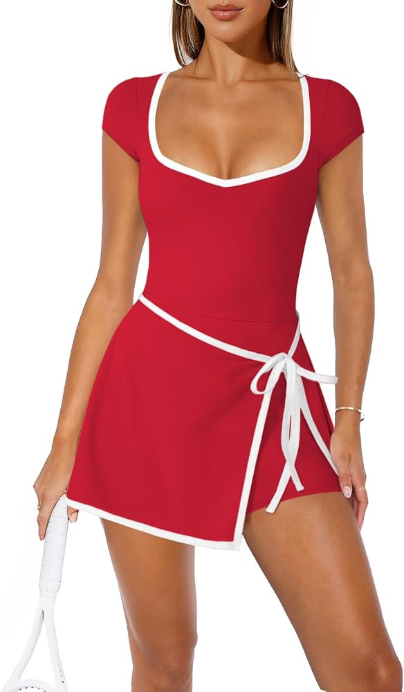 Athletic Tennis Dresses for Women Golf Outfits Workout Romper Dress | Amazon (US)