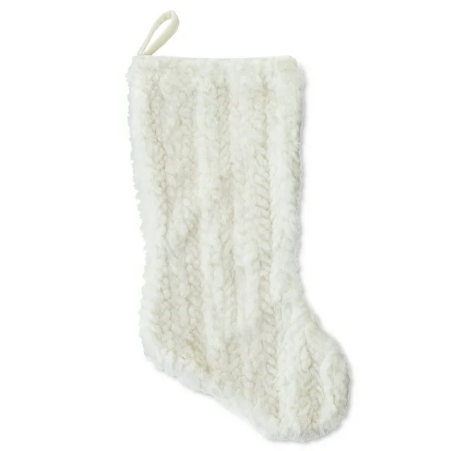 My Texas House White Fur Christmas Stocking, 20 inch, .13 Pounds, by My Texas House   Free 90-day... | Walmart (US)