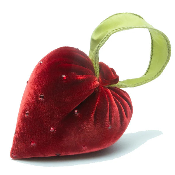 Small Cherry Heart w/ Crystals & Green Ribbon | Hot Skwash