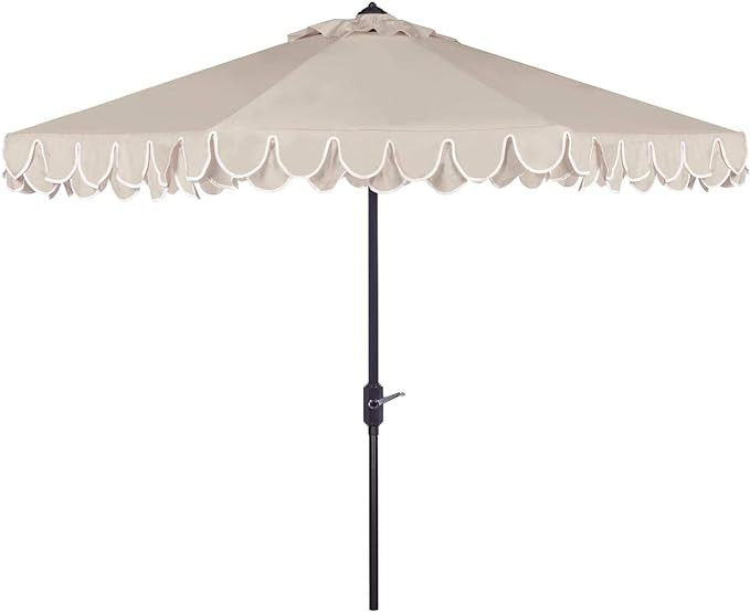 SAFAVIEH PAT8006A Outdoor Collection Elegant Valance Auto Tilt Umbrella, 9', Navy/White | Amazon (US)