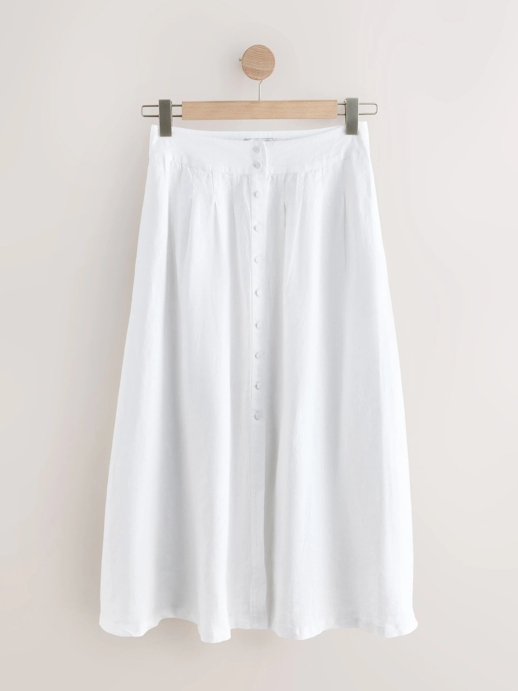 Next White N. Premium Linen Midi Skirt | Next US