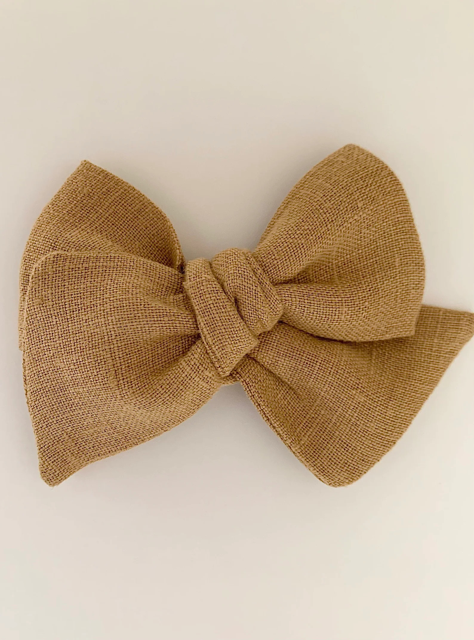 Handmade Goldie linen hair bow, light muted mustard yellow, nylon baby headband, fabric hair clip | Etsy (Global)