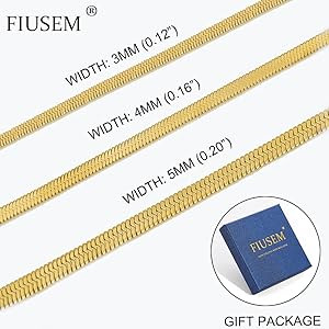 Fiusem Gold Plated Necklace for Women, 14K Gold Plated Herringbone Chain Necklaces, Gold Plated S... | Amazon (US)