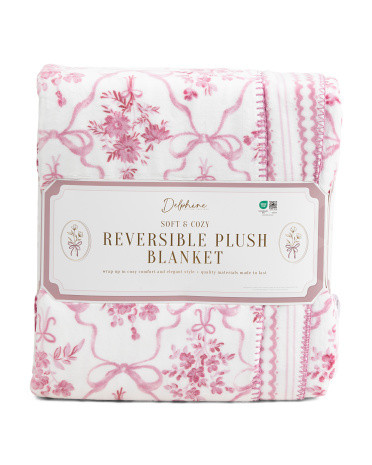 Bows Reversible Plush Blanket | TJ Maxx