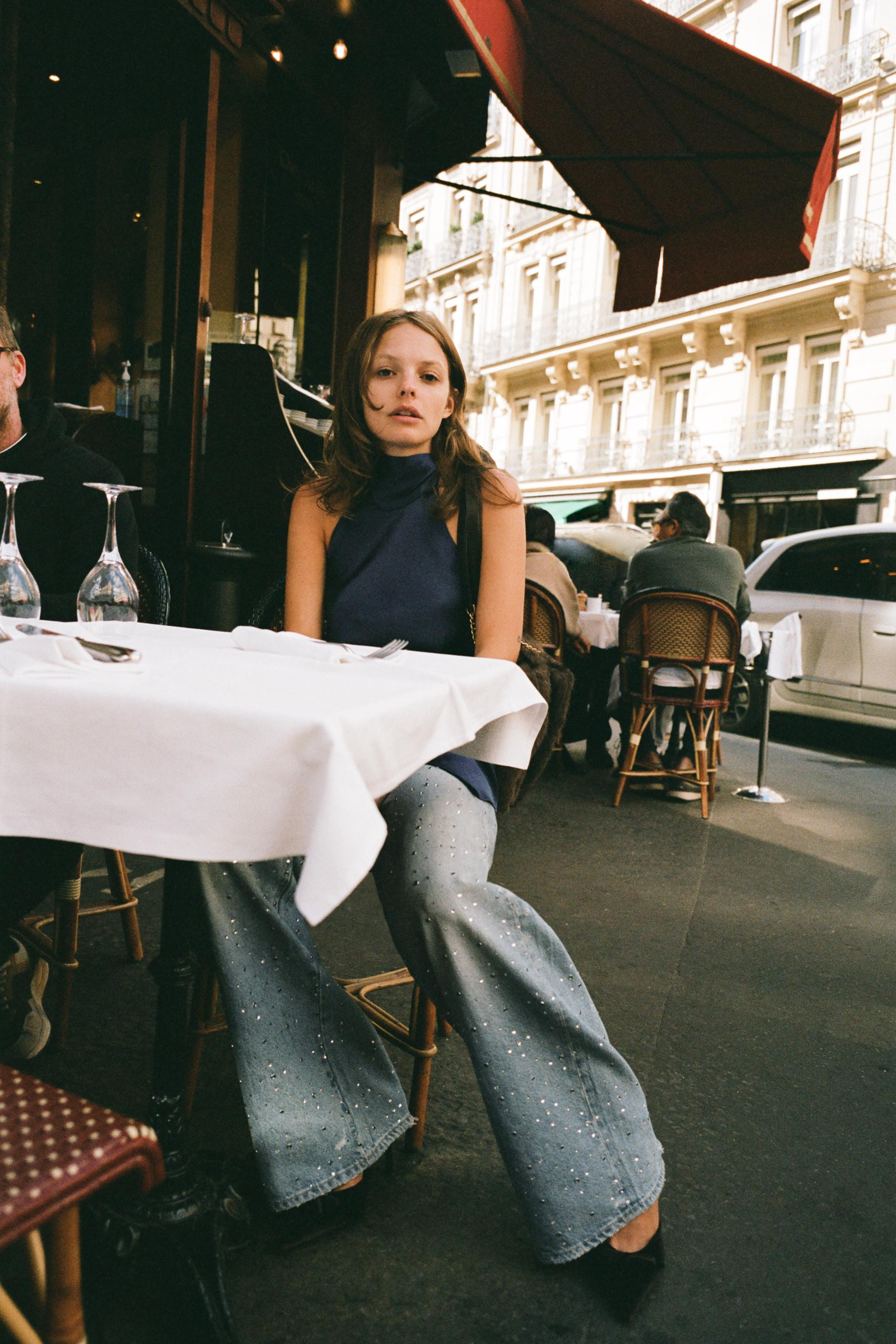 TRF BAGGY RHINESTONE JEANS | Zara US