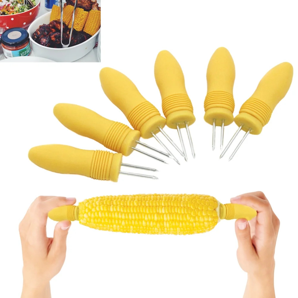 6 Jumbo Corn On The Cob Holders Skewers Stainless Steel Prongs Kitchen BBQ Party - Walmart.com | Walmart (US)