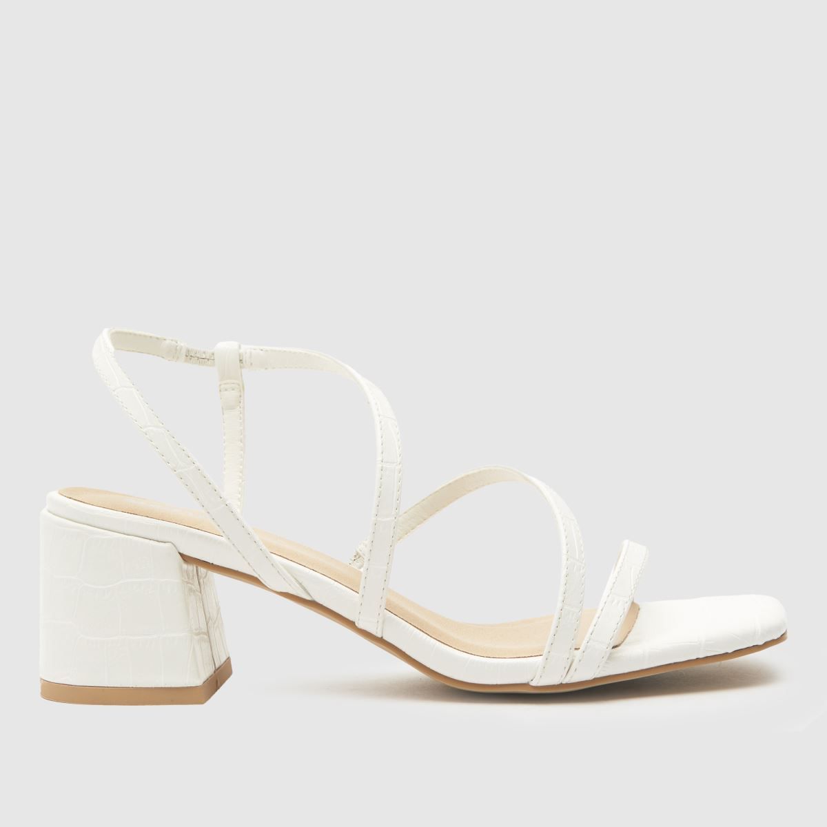 schuh Wide Fit sacha croc block high heels in white | Schuh