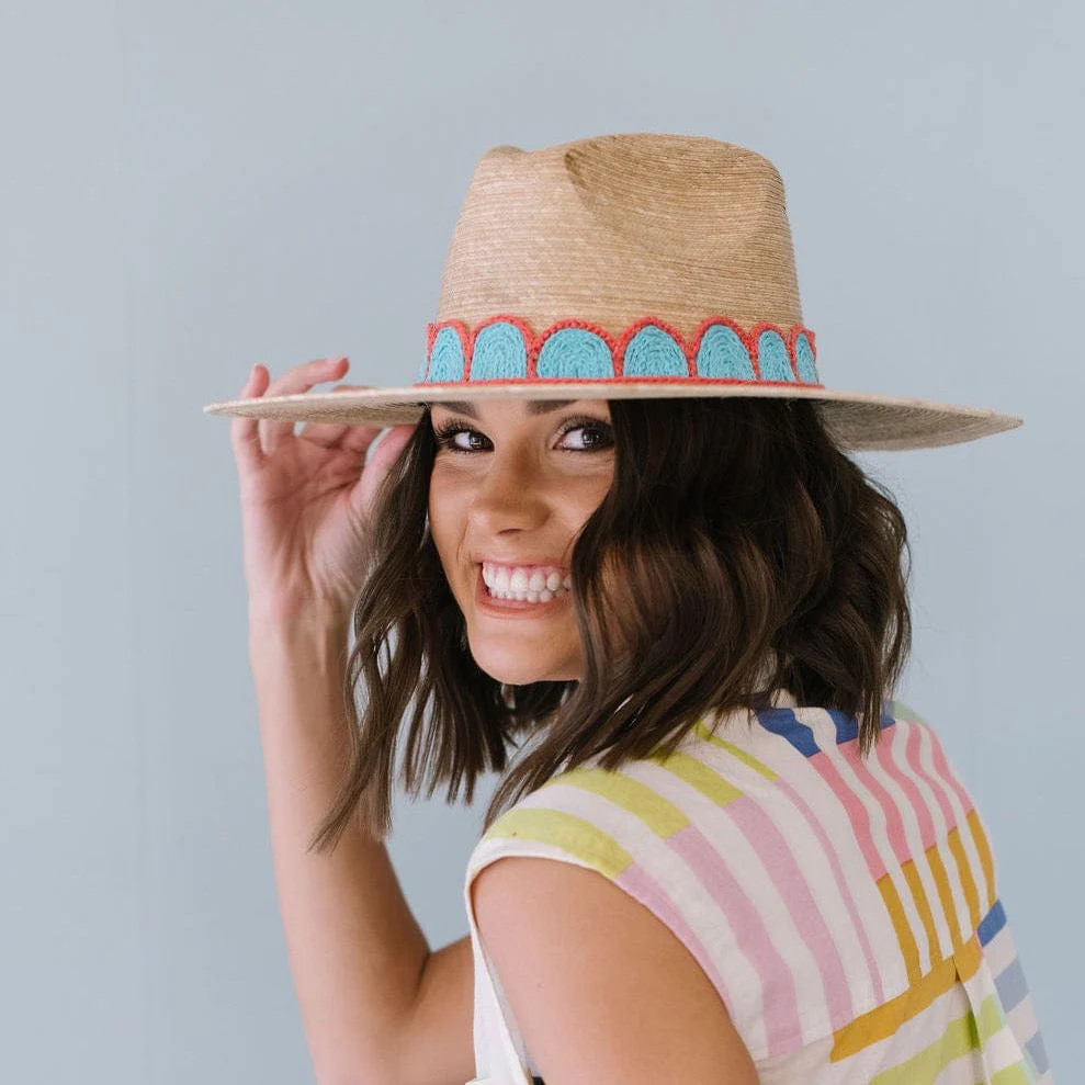 Gloria Turquoise Crochet Palm Hat | Sunshine Tienda