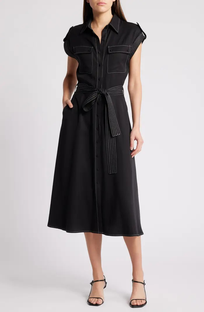 CIEBON Josette Belted Cap Sleeve Shirtdress | Nordstrom | Nordstrom