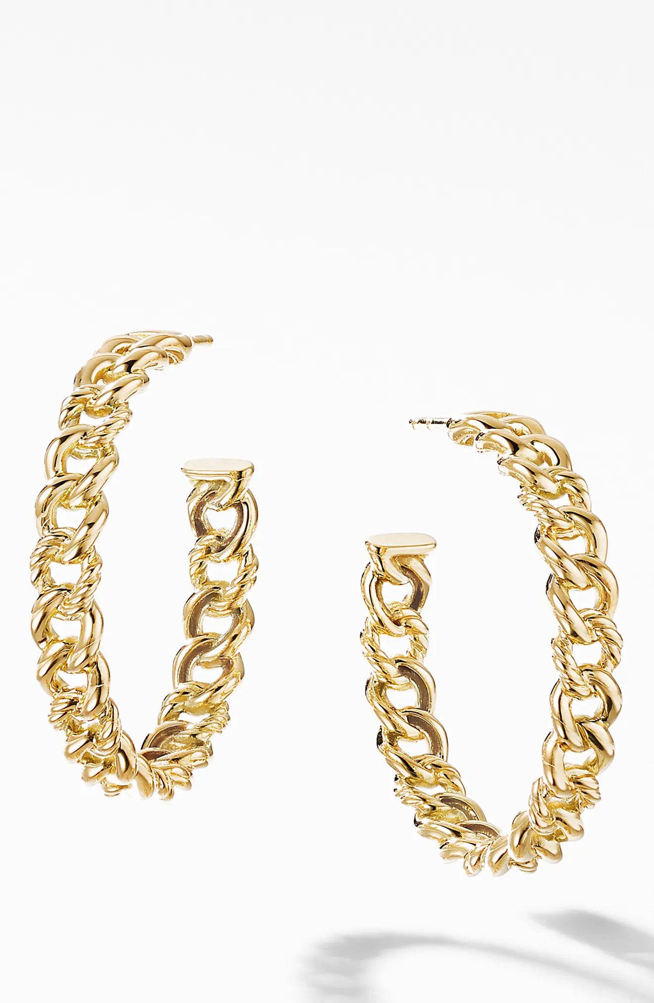 David Yurman Medium Belmont Curb Link 18k Yellow Gold Hoop Earrings at Nordstrom | Nordstrom