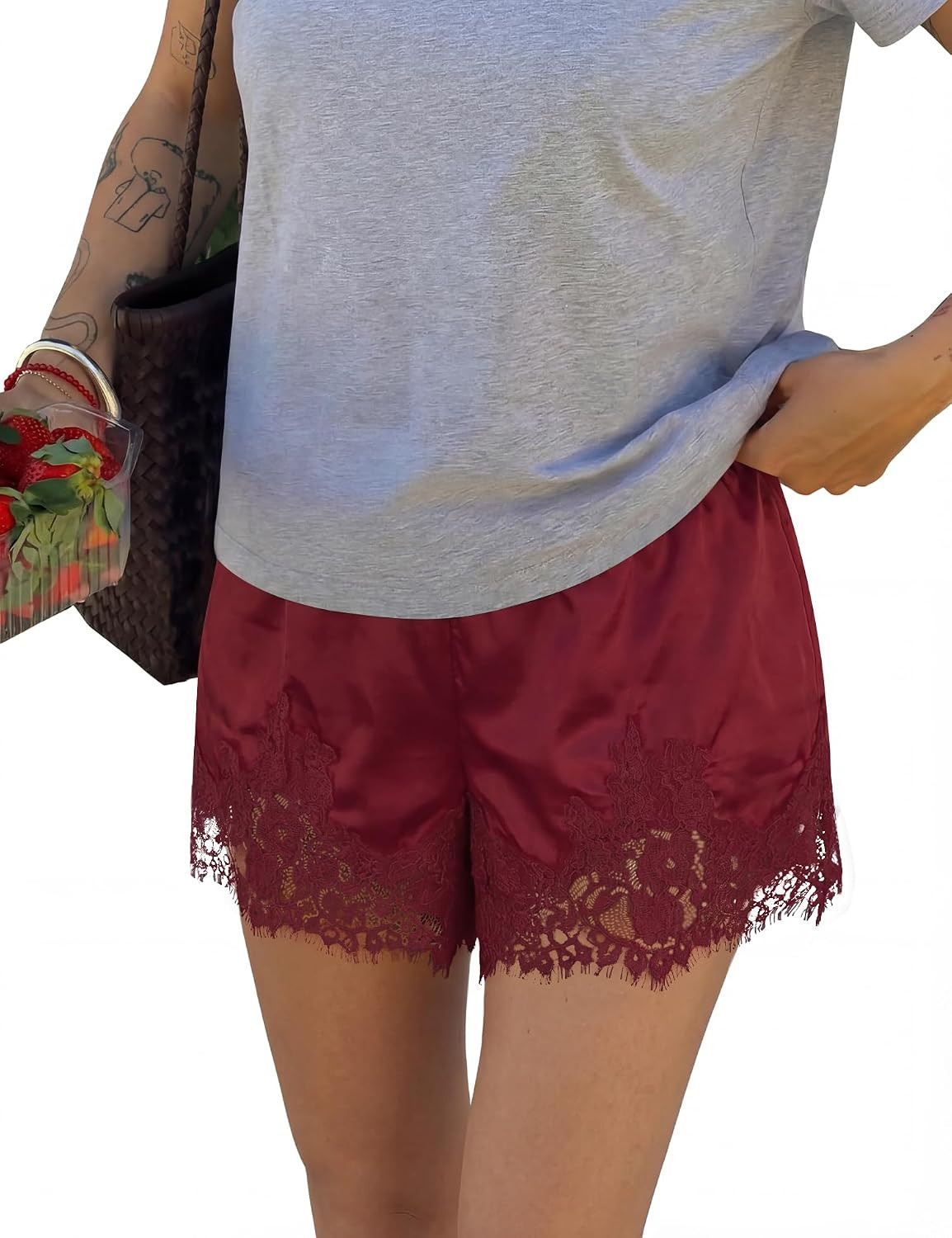 LOMON Women Satin Silk Lace Shorts Y2k Mini Shorts Coquette Bottoms | Amazon (US)