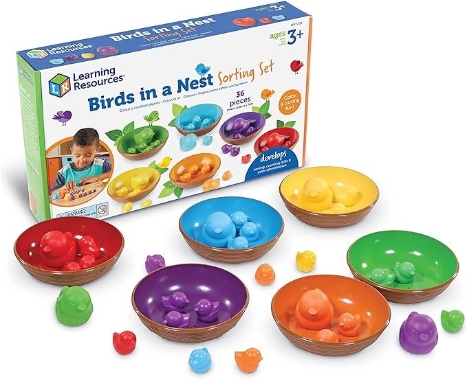Learning Resources Birds in a Nest Sorting Set, Fine Motor Set, Color Sorting set for Toddlers, 3... | Amazon (US)